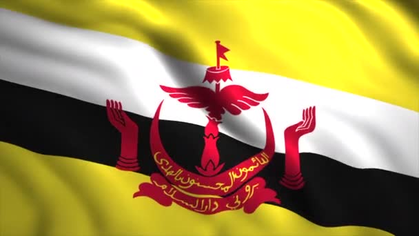 Drapeau Brunei Motion Drapeau Brunei Est Panneau Rectangulaire Couleur Jaune — Video