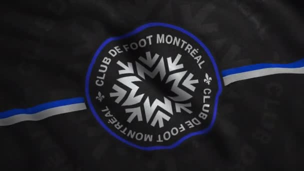 Embema Club Foot Montreal Beweging Een Zwarte Vlag Met Het — Stockvideo