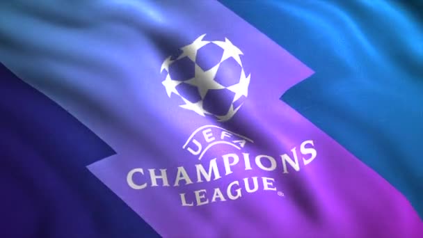 Bandeiras Desportivas Liga Europeia Moção Design Bandeira Elegante Para Campeonatos — Vídeo de Stock