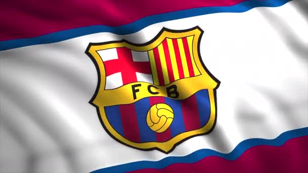 Flag Barcelona Motion Bright Symbol Barcelona Football Team Playing Spanish — Stock Video