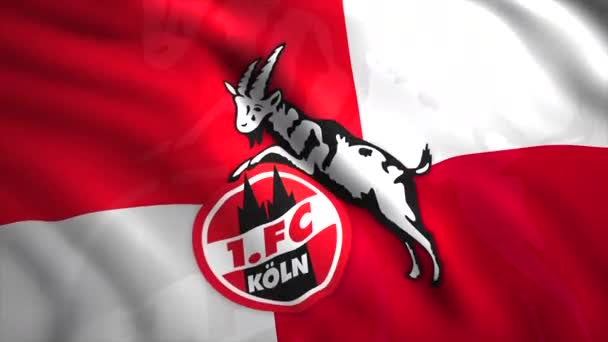 Logo Colonia Mozione Emblema Sfondo Rosso Una Società Calcistica Tedesca — Video Stock