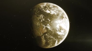 Ay manzaralı güzel bir animasyon. Hareket. Farklı ışık gölgeleri saçan parlak bir ay. Yüksek kalite 4k görüntü