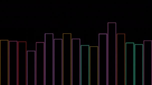 Contour Lines Equalizer Design Colorful Stripes Move Musical Beat Black — Stock Video