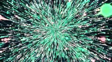 Enerji akışı çöküyor. Hareket. Parlak enerji akışı noktasında kaybolur. Enerji patlamasının dış uzayda kaybolması. 