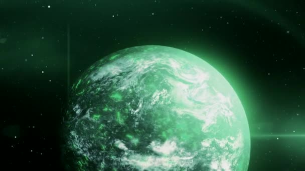 Vista Brilhante Cosmoma Moção Lua Iluminada Verde Feita Animação Imagens — Vídeo de Stock