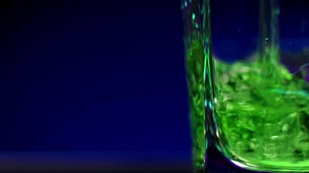 Close Green Drink Being Poured Glass Stock Clip Green Drink — Stock Video