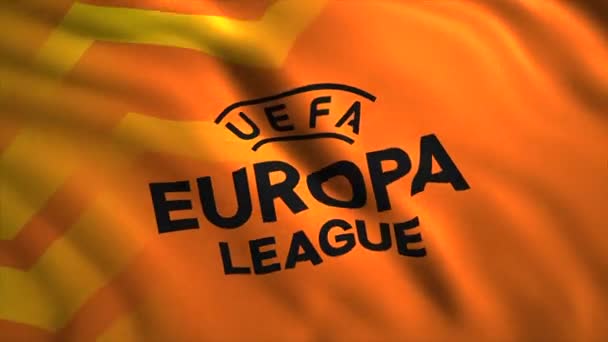 欧洲足联年度足球俱乐部竞赛旗 飘扬着现实的旗帜仅供编辑用 — 图库视频影像