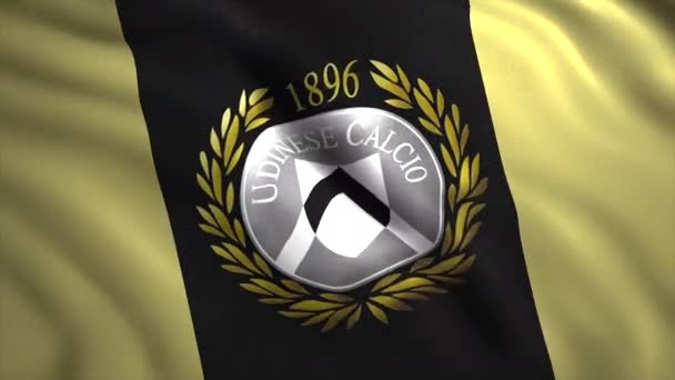 Calcio Udinese Squadra Calcio Professionistica Italiana Bandiera Increspata Mozione Logotipo — Video Stock