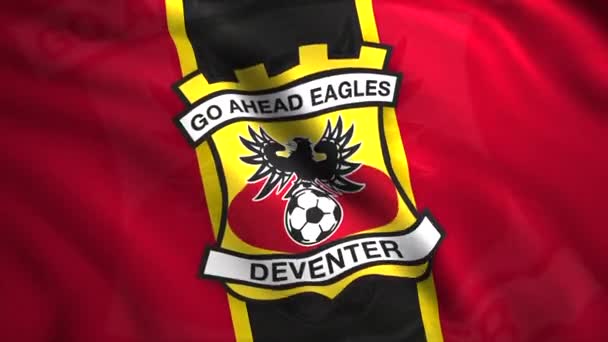 Deventer Flag Dutch Professional Football Club Motion Ahead Eagles Logotype — Stock Video