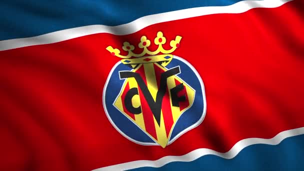 Villarreal Soccer Team Waving Flag Football Club Logo Motion Concept — Stock Video