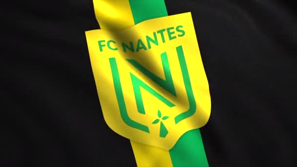 Fútbol Abstracto Club Nantes Club Fútbol Profesional Francés Ondeando Bandera — Vídeo de stock