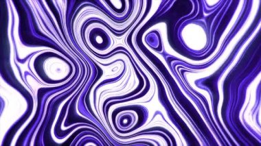 Canlı boyalar, arka planda dönen karışımı oluşturur. Hareket. Leylak arka planında beyaz kompleks şekillerin sıvı maddesini döndürür