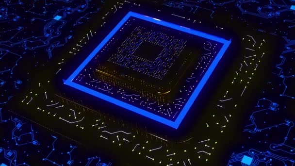 Geavanceerde Technologie Concept Ontwerp Visualisatie Van Een Microchip Gemaakt Door — Stockvideo