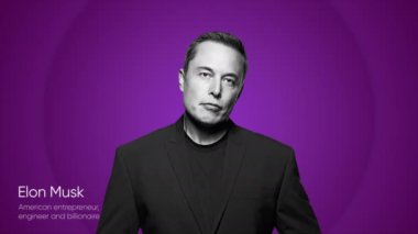 İş koçluğu için animasyon. Hareket. Promosyon videosu için Elon Musk 'la şık bir giriş. Ticari içerik için iş adamıyla gömme. 