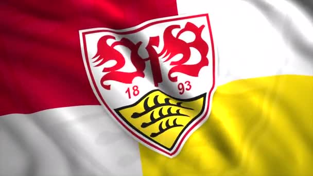 Bandera Ondeando Con Emblema Del Club Fútbol Alemán Moción Hermosa — Vídeos de Stock