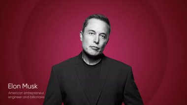 Washington, ABD - 20 Haziran 2022, Elon Musk hareketli dairelerin renkli arkaplan figürü. Hareket. Bilim ve modern teknoloji kavramı