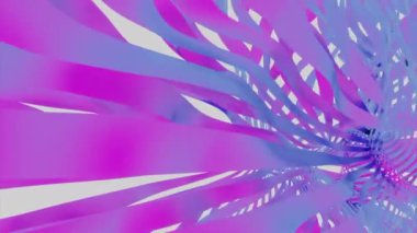 Pembe ve mavi renklerin yumuşak dalgalı çizgileri. Tasarım. 3D rengarenk kurdeleler.