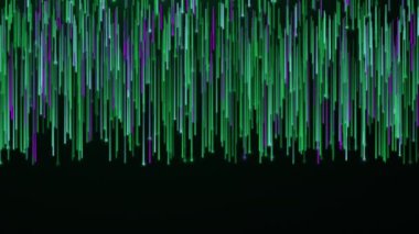 Siyah bir zemin üzerinde akan renkli soyut çizgiler. Hareket. Paralel ışınları yavaşça daralt