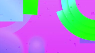 Uçan parçacıklar ve hareket eden şekillerle soyut geometrik arkaplan. Hareket. Parlak desen ve çocuklar için geometri