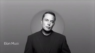 Elon Musk. Hareket. Reklam şirketi için Elon Musk 'la video girişi. İş adamı ve ünlü imajı olan şık bir animasyon.. 