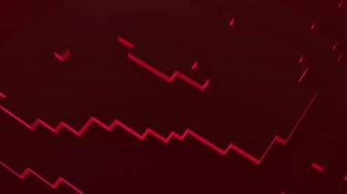 Hareket eden 3d piksel ile geçmişe dön. Tasarım. Pikseller arka planda hareket eder. Retro kareler basit arkaplanda hareket eder. 