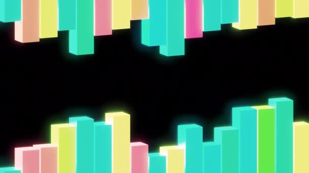 Brillantes Gráficos Baile Diseño Rectángulos Multicolores Animación Que Divergen Diferentes — Vídeos de Stock