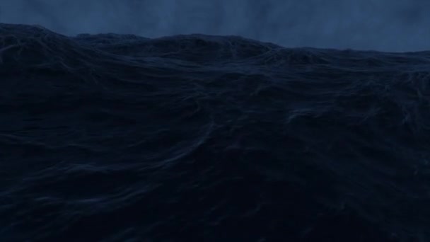 Raging Sea Design Huge Waves Sea Gray Sky Animation Which — Stock Video