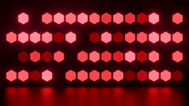 Luces Escenario Rojas Abstractas Parpadeando Sobre Fondo Negro Diseño Bombillas — Vídeos de Stock