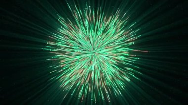 Siyah arka plan. Hareket. Yüksek hızla farklı yönlere dağılan ve animasyondaki boş siyah boşluğu dolduran çok renkli ışık demetleri. Yüksek kalite 4k görüntü
