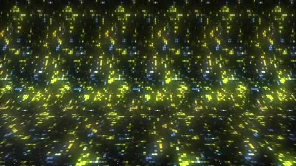 Hell Schimmernde Quadrate Auf Modernem Hintergrund Bewegung Viele Pixelquadrate Leuchten — Stockvideo