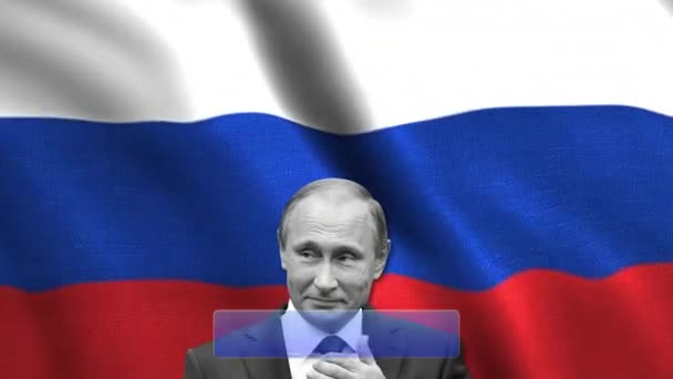 在国旗的背景下与俄罗斯总统的动画 政治辩论的开始 世界各国总统和各国 — 图库视频影像