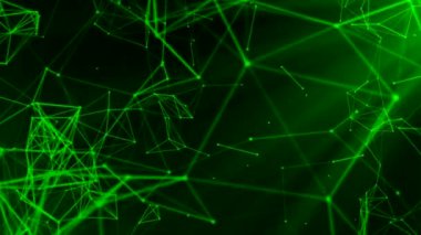 Noktalarla bağlantılı geometrik çizgiler. Hareket. Bilgisayar arkaplanındaki çokgen çizgiler. Çizgilerin moleküler veya geometrik bağlantıları. 