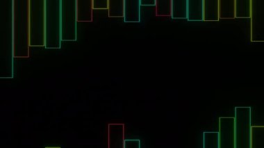 Siyah arka plan. Tasarım. Animasyondaki grafikler farklı yönlerde. Yüksek kalite 4k görüntü