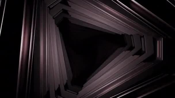 Abstraktní Optická Iluze Letem Trojúhelníkovým Jednostranným Tunelem Design Šedá Strašidelná — Stock video