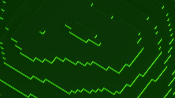 Visualização Verde Abstrata Jogo Tetris Retro Desenho Construção Crianças Jogo — Vídeo de Stock