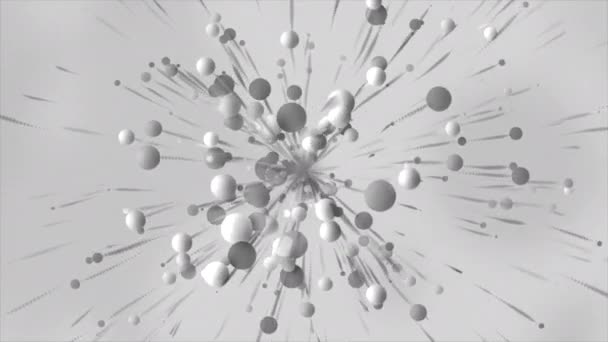 Λευκό Φόντο Κίνηση Μικροί Ογκομετρικοί Γκρίζοι Και Λευκοί Κύκλοι Κινούμενα — Αρχείο Βίντεο