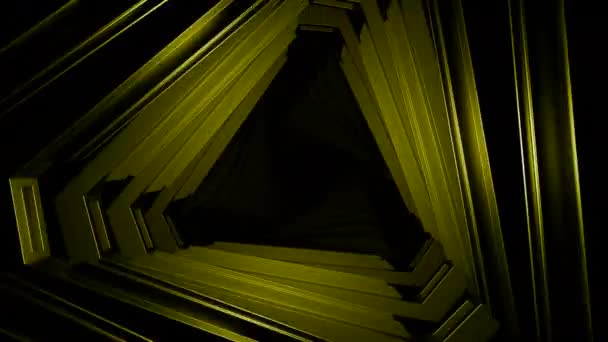 Футуристический Пространственно Временной Туннель Треугольной Формы Дизайн Летающий Внутри Футуристического — стоковое видео