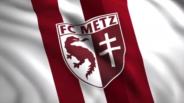 Červené Bílé Logo Metz Motion Emblém Francouzského Fotbalového Klubu Města — Stock video