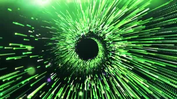 Den Gröna Tunneln Rörelser Ljus Korridor Fylld Med Ljusa Vita — Stockvideo