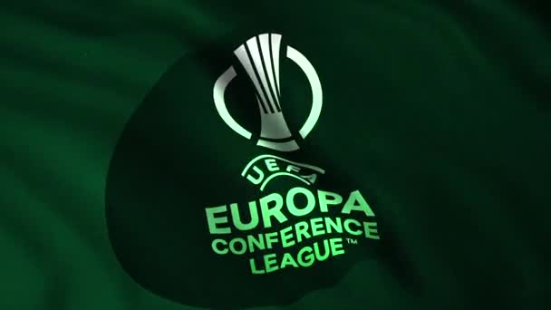 Tela Verde Della Uefa Conference League Motione Logo Verde Nell — Video Stock