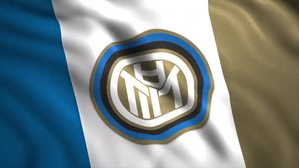 Φωτεινό Λογότυπο Της Internazionale Έμβλημα Του Ιταλικού Επαγγελματικού Ποδοσφαιρικού Συλλόγου — Αρχείο Βίντεο