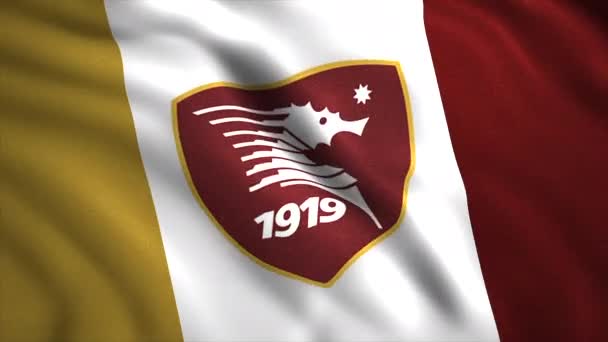 Έμβλημα Του Σαλερνιτάν Κίνησηένα Φωτεινό Λογότυπο Ιππόκαμπο Ιταλικού Ποδοσφαιρικού Συλλόγου — Αρχείο Βίντεο