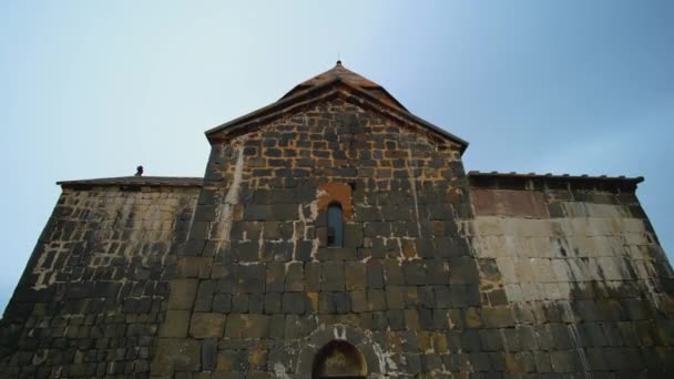 Antiguo Castillo Madera Acción Puerta Piedra Vieja Ciudad Vieja Iglesia — Vídeos de Stock