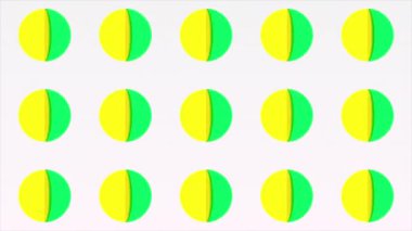 Beyaz arkaplan. Hareket. Farklı yönlerde değişen parlak renkli daireler ve animasyonda yüksek hızlı renkler. Yüksek kalite 4k görüntü