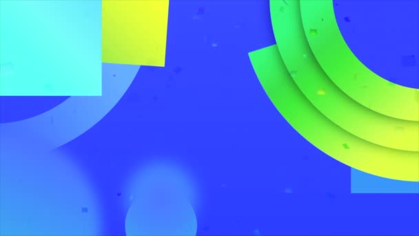 Зелений Синій Фон Різнокольоровими Геометричними Фігурами Motion Різнокольорові Овали Прямокутники — стокове відео