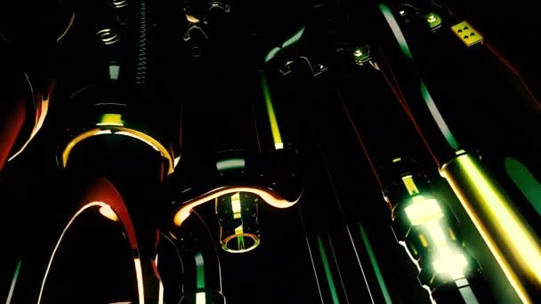 Tmavé Pozadí Osvětlenými Prvky Pohyb Animace Zeleným Podsvícením Které Pohybuje — Stock video