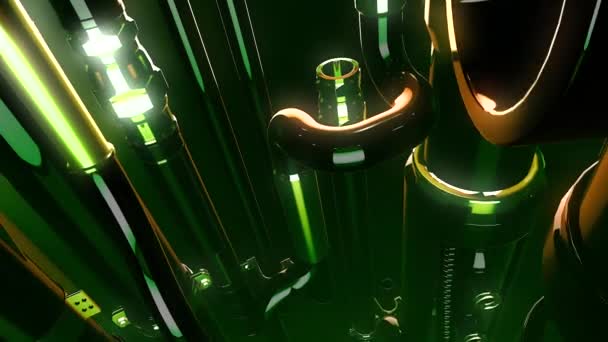 深色背景 有明亮的元素 带有绿色背光的动画 向上移动 高质量的4K镜头 — 图库视频影像