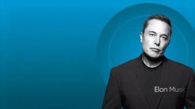 Washington, ABD - 20 Haziran 2022: Elon Musk bilim adamının mavi halka üzerine tek renkli portresi. Hareket. Dahice fikirleri olan ünlü insanlar.