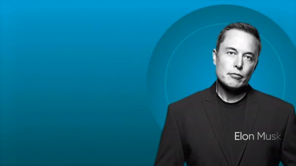2022年6月20日 美国华盛顿 穆斯克 Elon Musk 科学家的单色肖像 背景为蓝色 有天才想法的名人 — 图库视频影像
