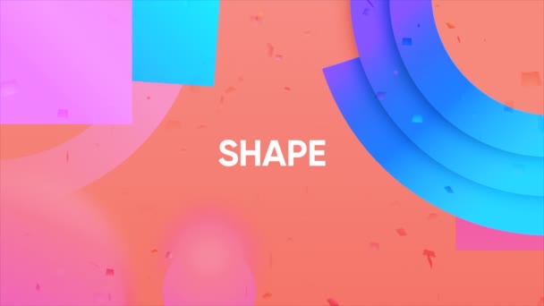粉色和蓝色背景 出现了题字形状和不同的几何三维形状 高质量的4K镜头 — 图库视频影像